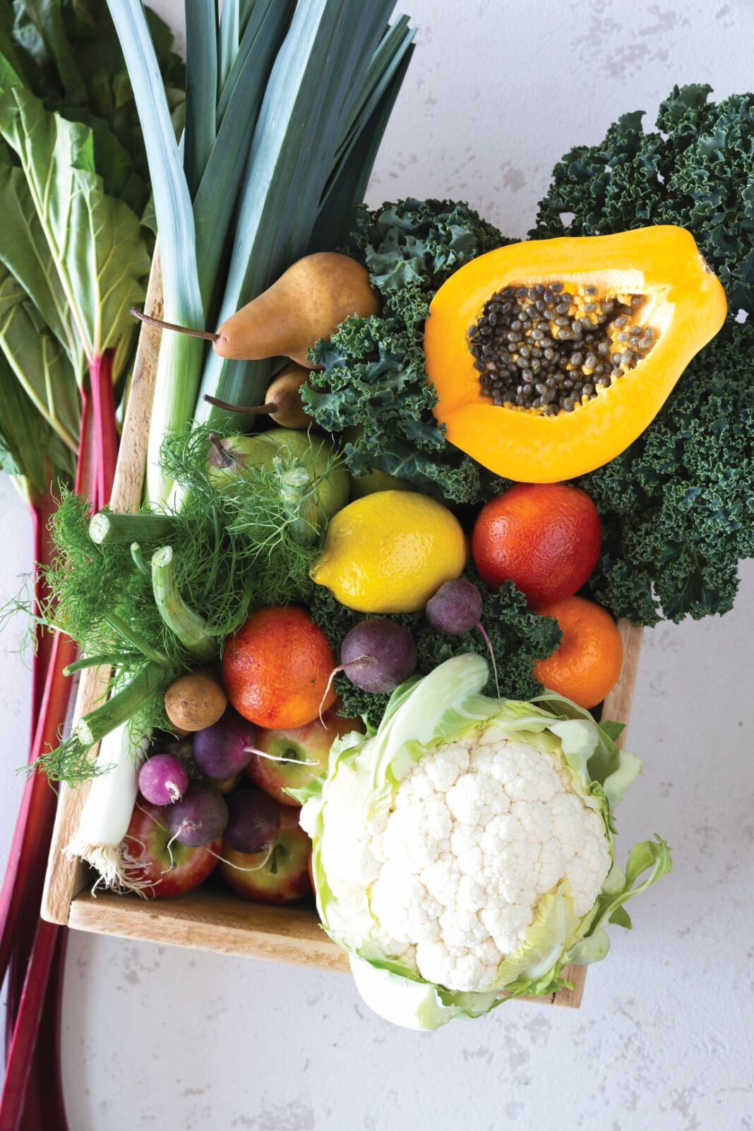 fresh vegetable produce in a box