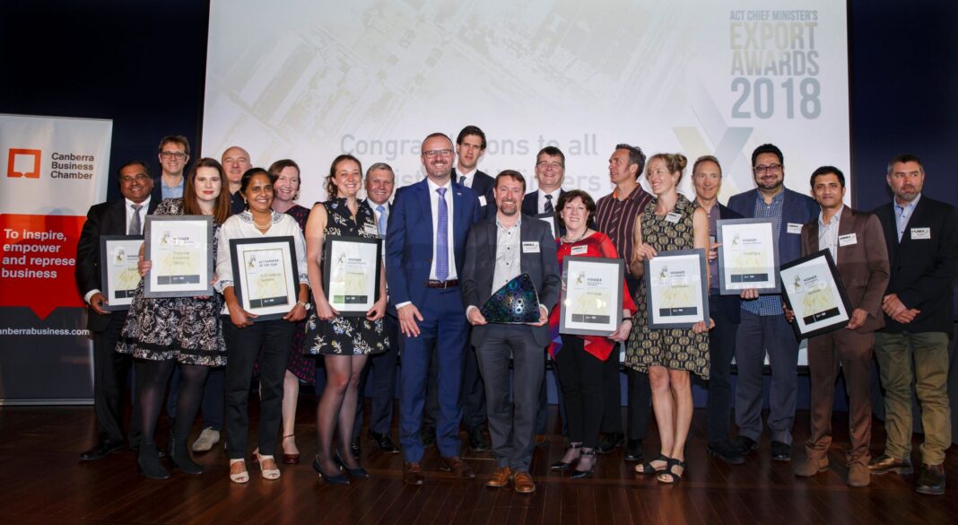 big group shot of export award winners with Chief Minister
