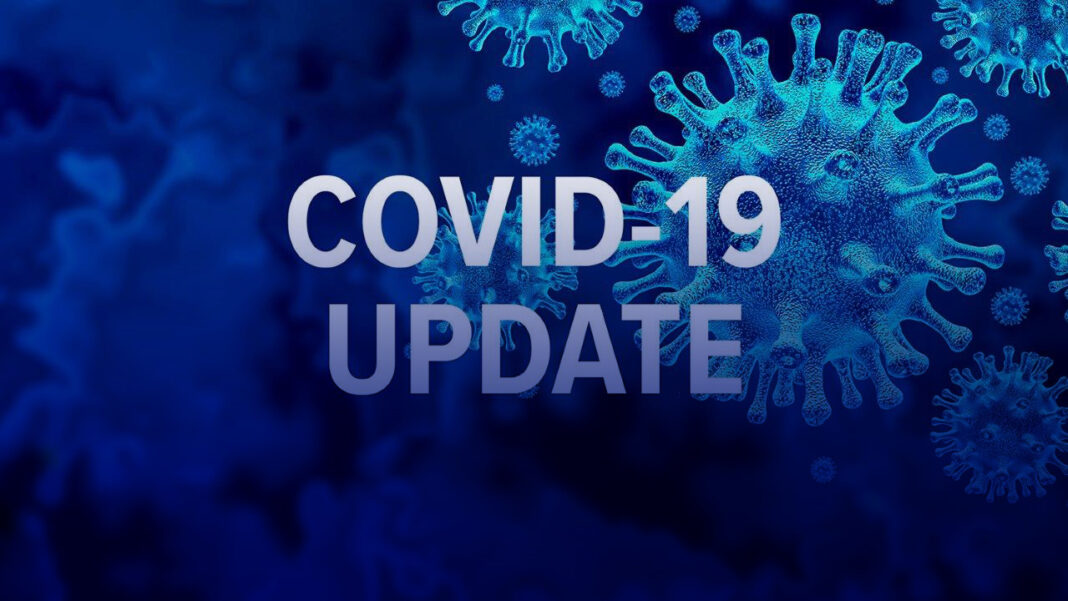 blue graphic of covid-19 virus