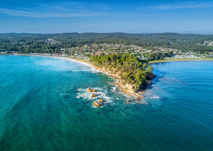 NSW South Coast aerial shot the scenic region is currently full of Canberra tourists