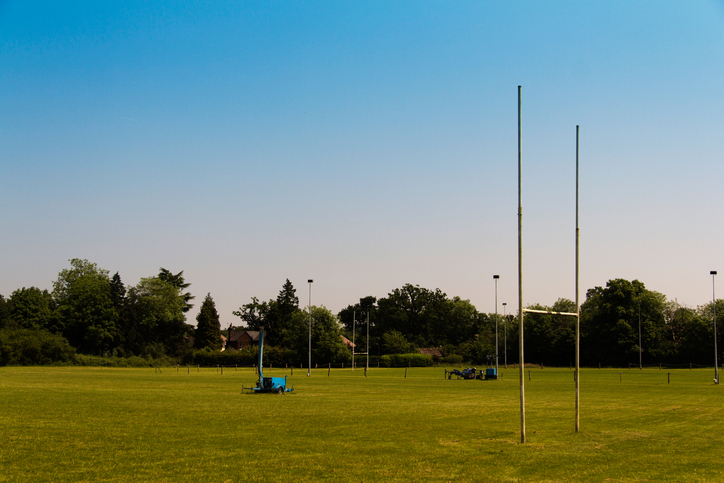 Empty rugby pitches in a local park