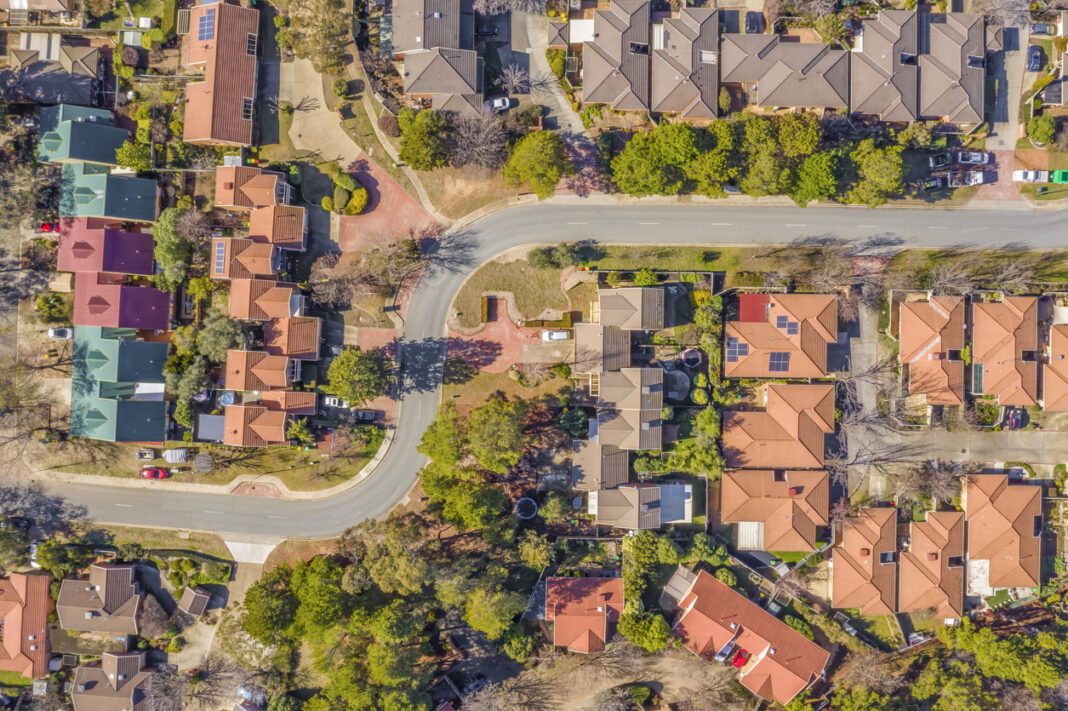 aerial shot of properties