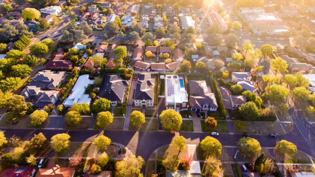aerial shot of properties