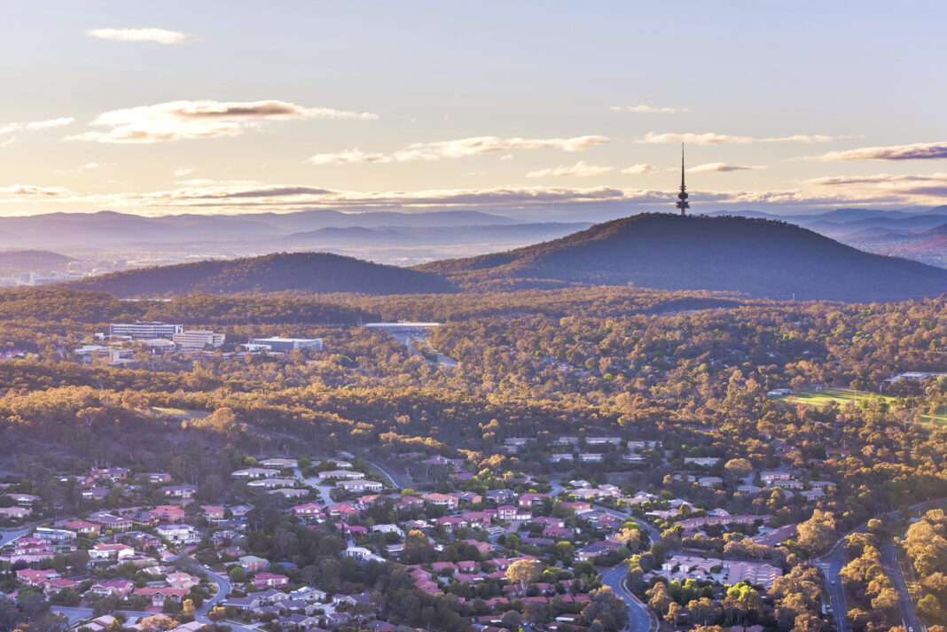 Aerial view of Canberra from Belconnen in the morning