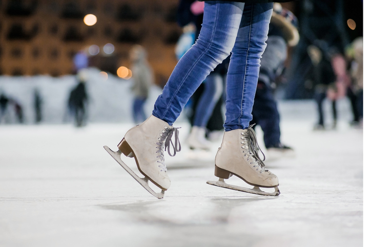 close up of ice skates