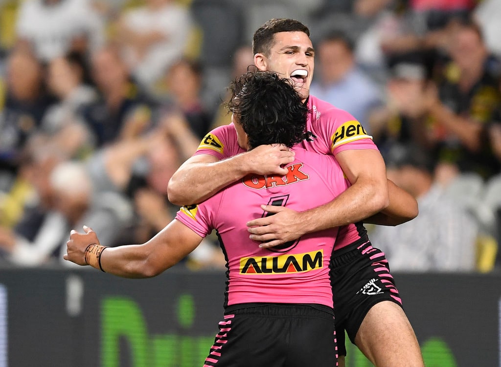 nathan cleary celebrating a try