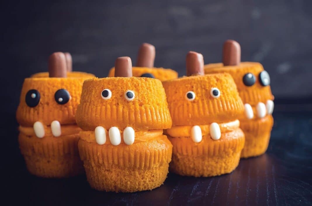 orange monster cupcakes