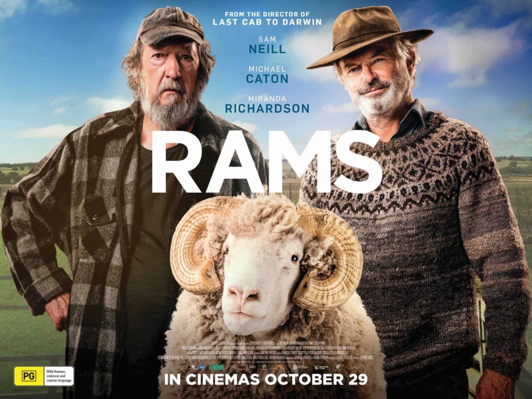 dvd cover for the film Rams with two men and a ram