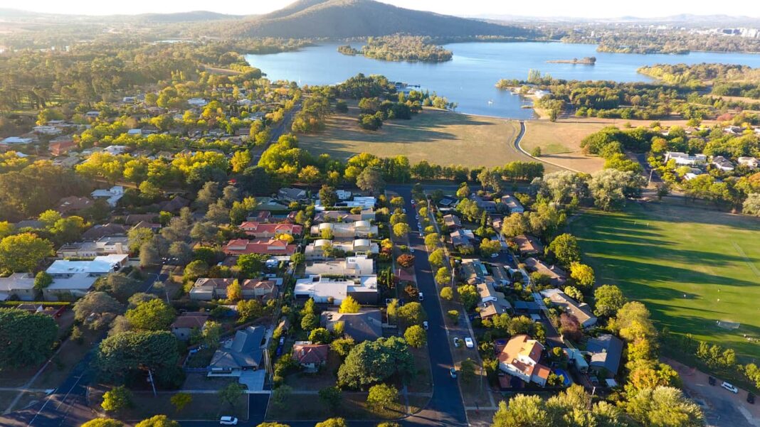 aerial shot of Canberra