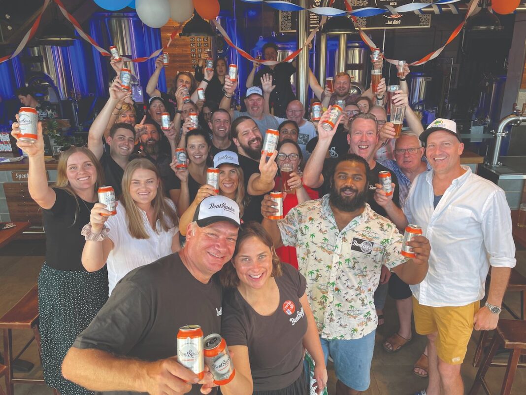 Bentspoke team celebrate their Crankshaft IPA taking out the top spot in a national beer poll
