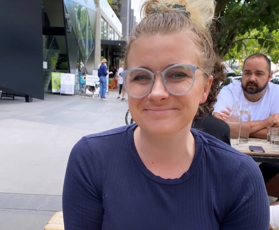 Canberra's Bri Williams at a cafe, showing off her hometown on TikTok