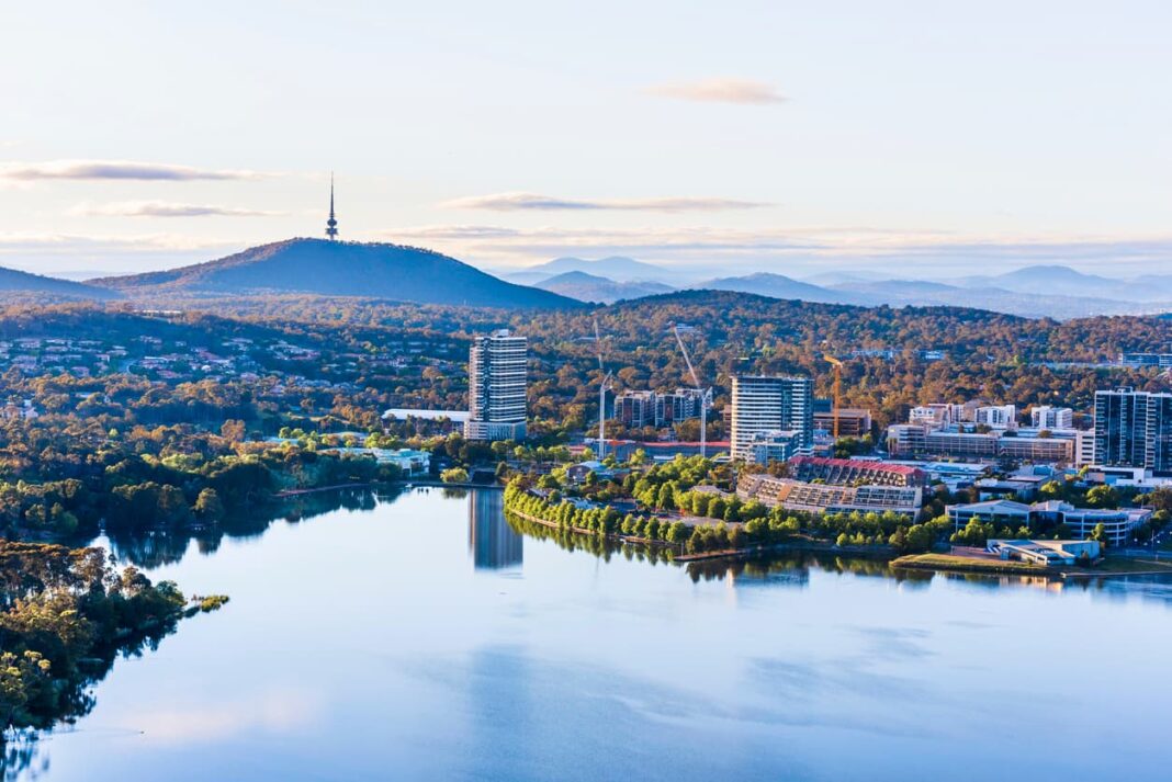 aerial shot of Canberra