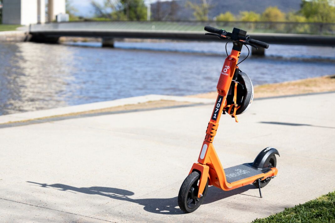 e-scooters by the lake in Canberra