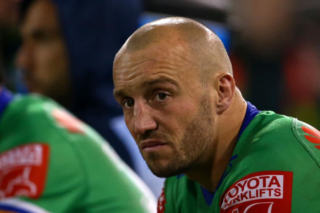 CANBERRA, AUSTRALIA - APRIL 17: Josh Hodgson of the Raiders looks on during the round six NRL match between the Canberra Raiders and the Parramatta Eels at GIO Stadium on April 17, 2021, in Canberra, Australia. (Photo by Matt Blyth/Getty Images)