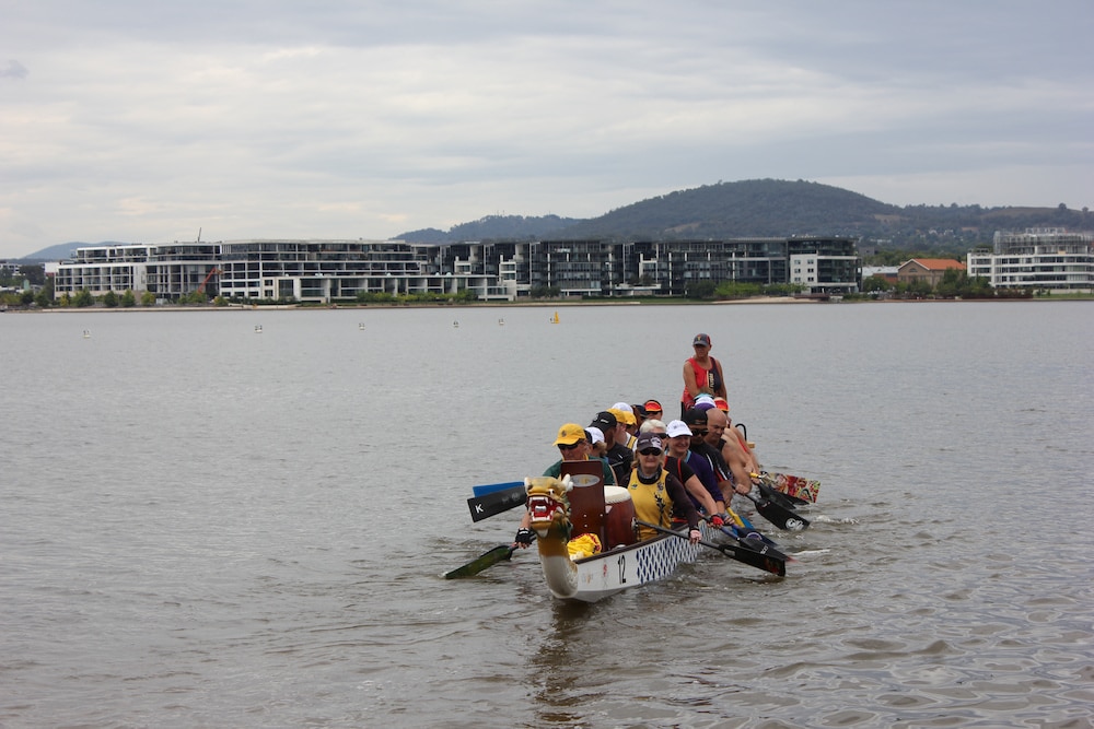 Dragon boaters take to the lake in February. Photo: Nick Fuller