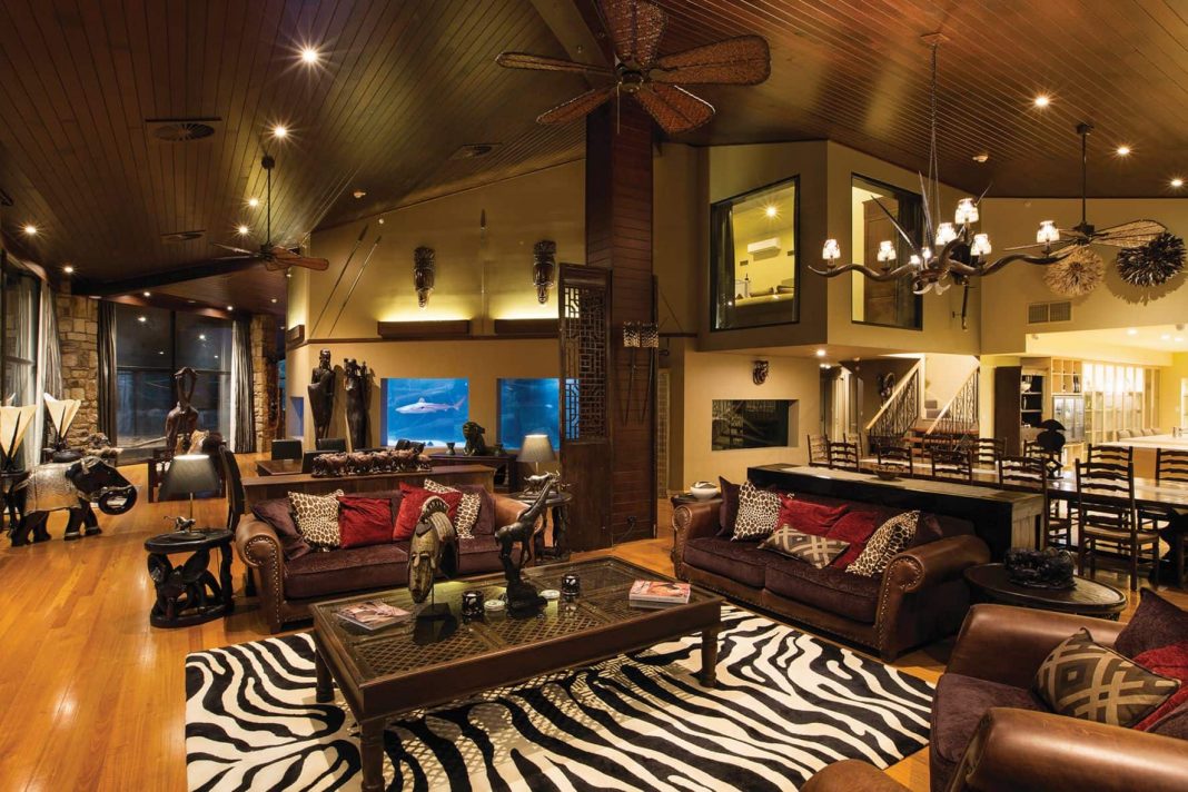 Interior of plush safari lodge