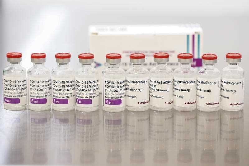AstraZeneca vials are seen at a mass coronavirus vaccination hub at the Showgrounds in Melbourne
