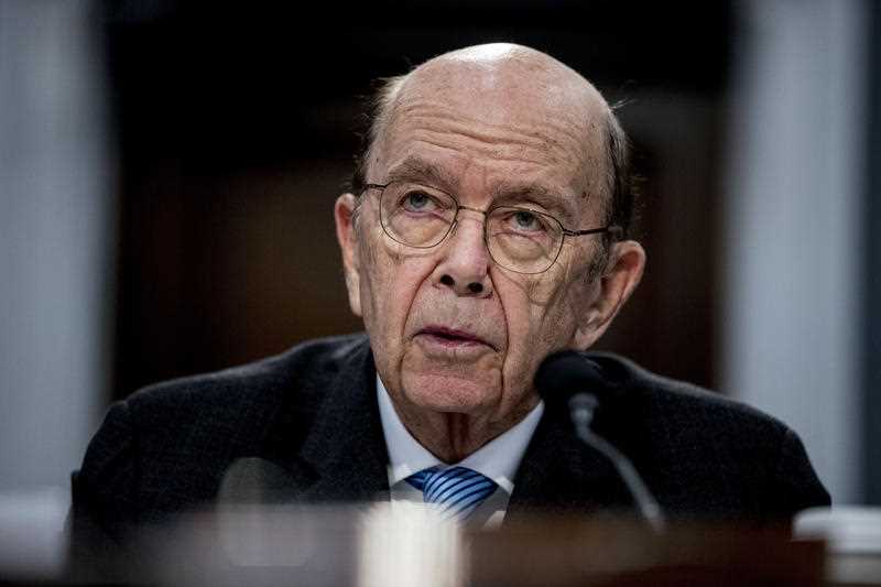 older balding male politician in suit and wearing glasses, Commerce Secretary Wilbur Ross testifies before a House Appropriations subcommittee on Capitol Hill