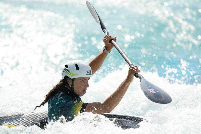 Jessica Fox of Australia in action during the Canoe Slalom heats at the Kasai Canoe Slalom Centre during the Tokyo Olympic Games