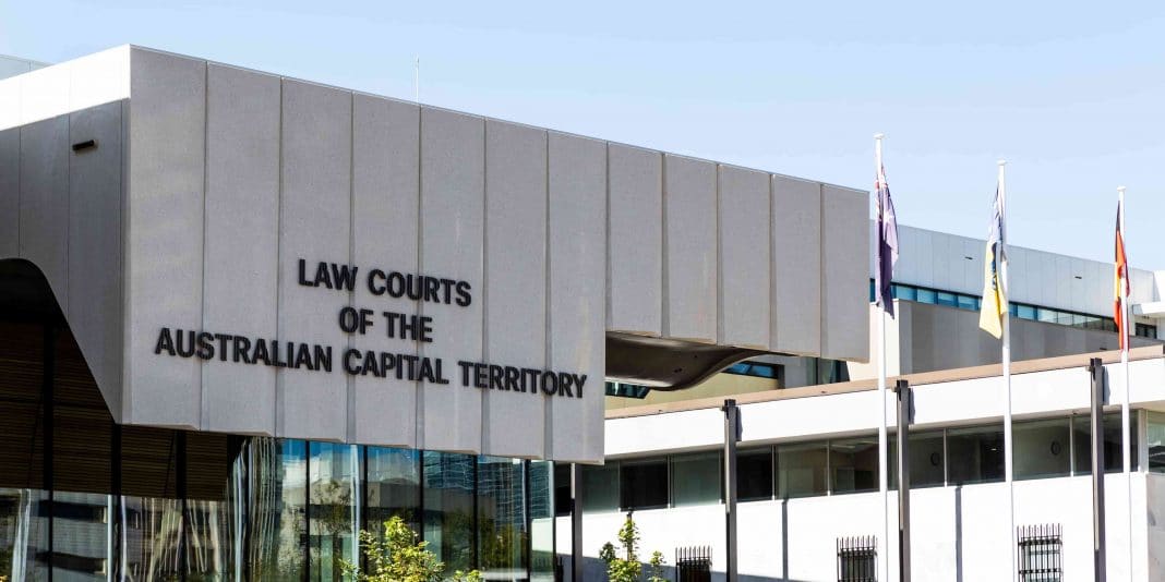 contemporary glass and concrete exterior of ACT Law Courts building