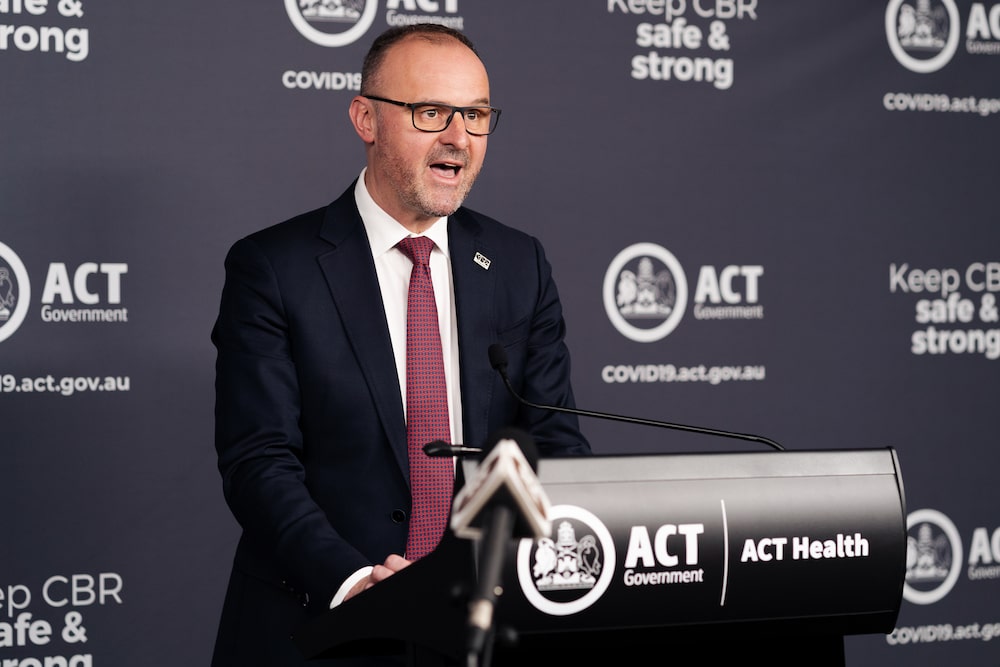 ACT Chief Minister Andrew Barr announcing a snap 7-day lockdown in the ACT from 5pm 12 August 2021