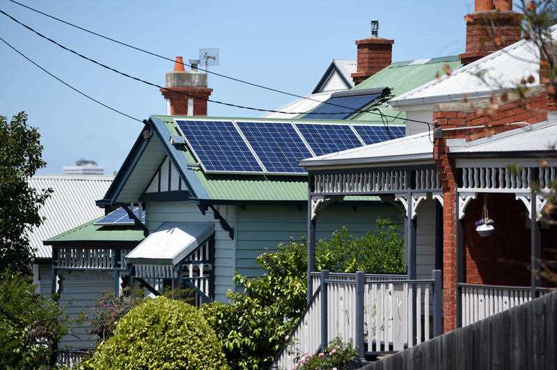 Solar panels on federation houses in suburban Melbourne