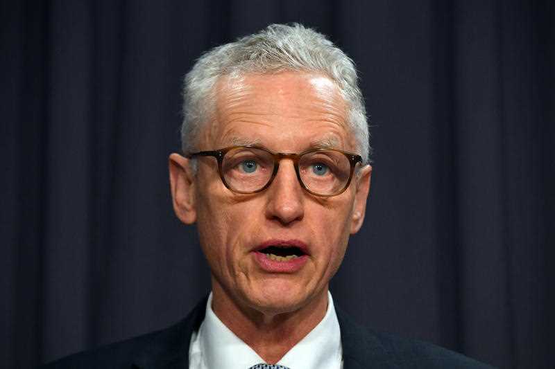Australian Statistician Dr David Gruen at a press conference at Parliament House in Canberra