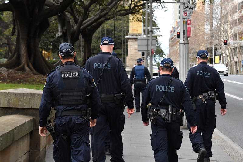 NSW police patrol Hyde Park in anticipation of an anti-lockdown rally in Sydney Sydney, Saturday, July 31, 2021.