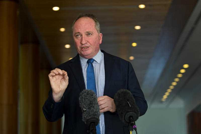 Australian Deputy Prime Minister Barnaby Joyce speaks during a press conference in Canberra, Monday, August 2, 2021.