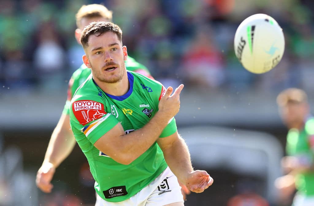CANBERRA, AUSTRALIA - MARCH 27: Tom Starling of the Raiders in action during the round three NRL match between the Canberra Raiders and the Warriors at GIO Stadium on March 27, 2021, in Canberra, Australia. (Photo by Mark Nolan/Getty Images)