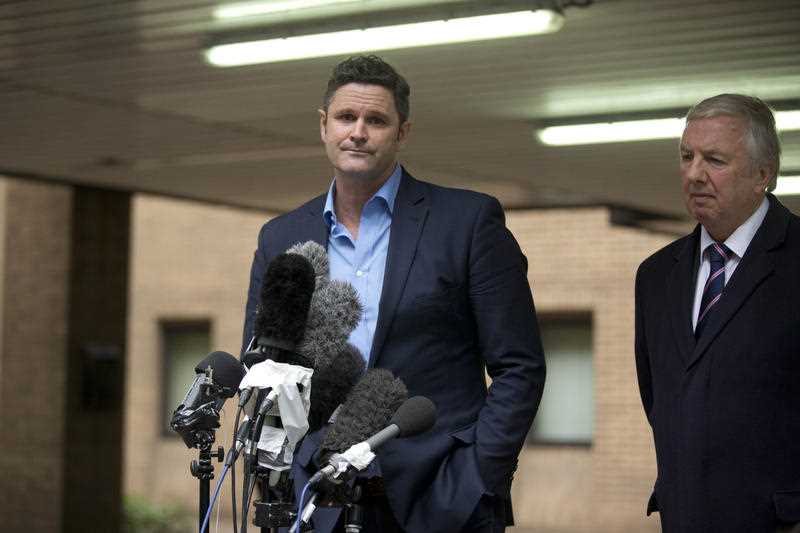 Former New Zealand cricket captain Chris Cairns speaks to the media in London in 2015 after being found not-guilty in a perjury trial