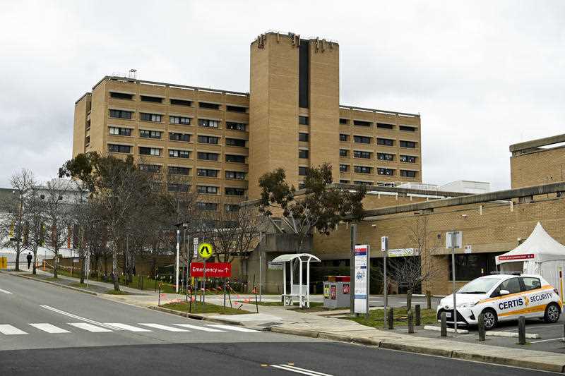 A general view of Canberra Hospital in August 2021. The Australian Capital Territory is in lockdown after an outbreak of COVID-19