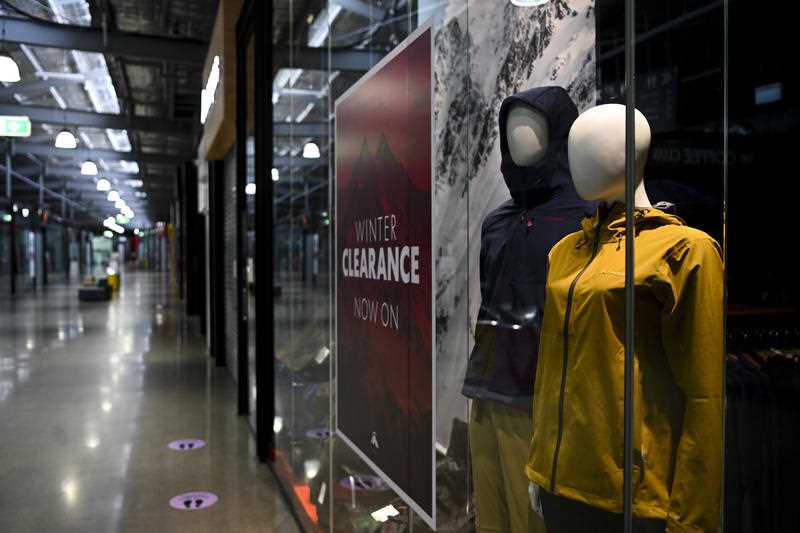 Mannequins are seen inside a closed retail shop at the Canberra Outlet Centre in Canberra, Thursday, September 9, 2021.