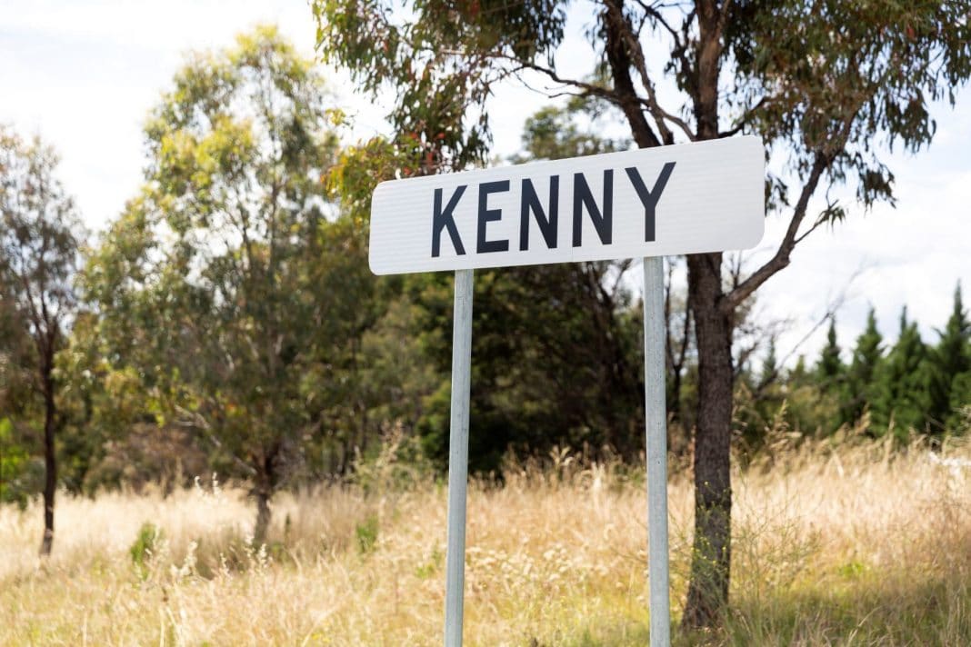 road sign for new Canberra suburb of Kenny