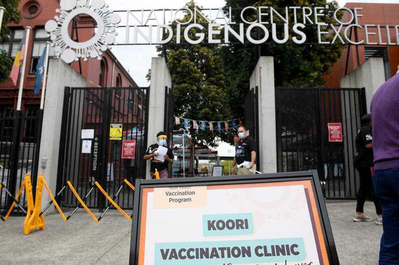 A pop-up Covid-19 vaccination clinic at the National Centre of Indigenous Excellence is seen in Redfern, Sydney, Saturday, September 4, 2021