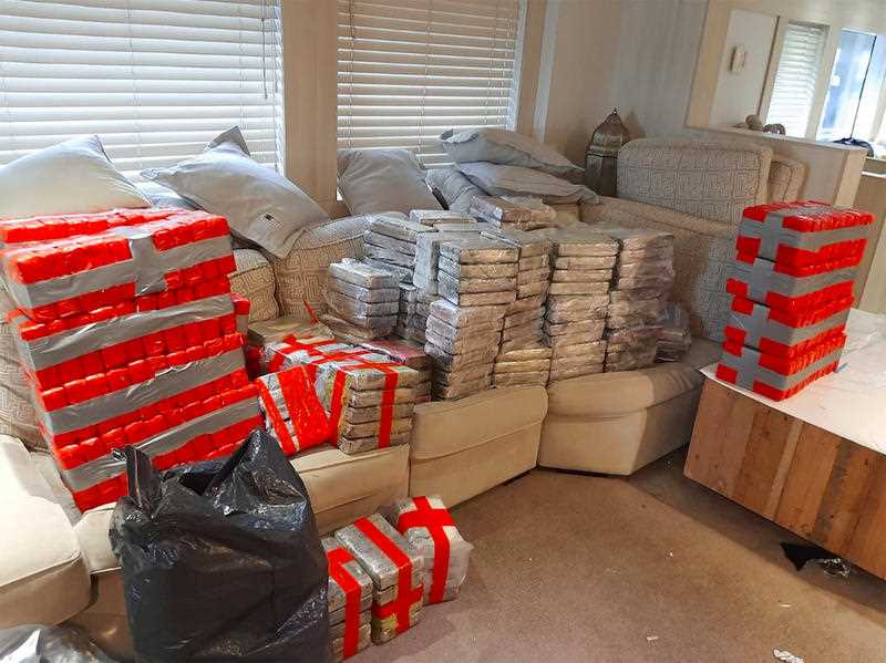 A supplied image of 1.5 tonnes of cocaine seized off the UK coast