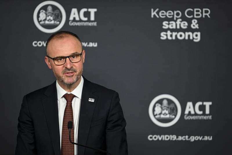 ACT Chief Minister Andrew Barr speaks to the media during a COVID-19 update in Canberra, Monday, September 20, 2021.