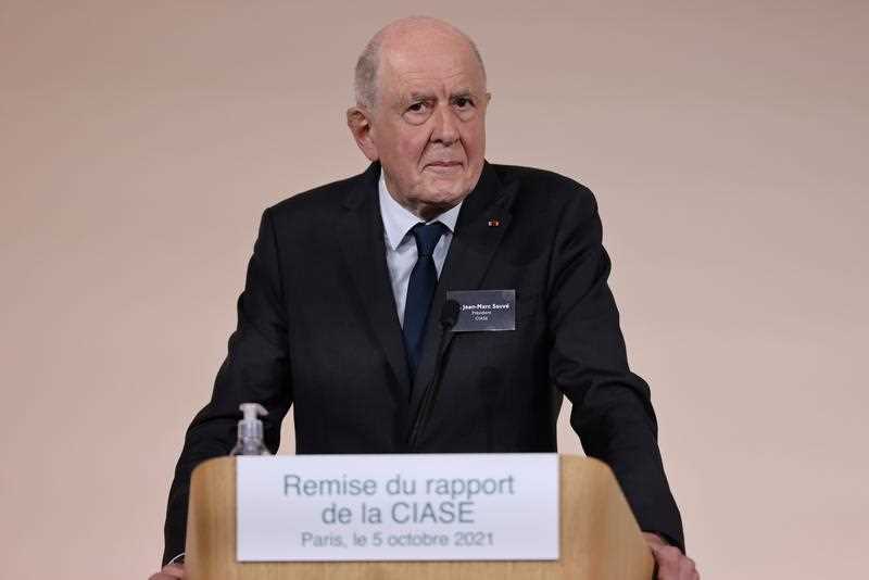 Commission president Jean-Marc Sauve speaks during the publishing of a report by an independant commission into sexual abuse by church officials (Ciase), Tuesday, Oct. 5, 2021, in Paris.