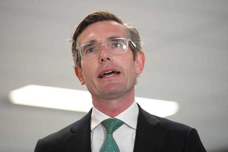 NSW Premier Dominic Perrottet addresses media during a press conference in Sydney, Thursday, October 7, 2021