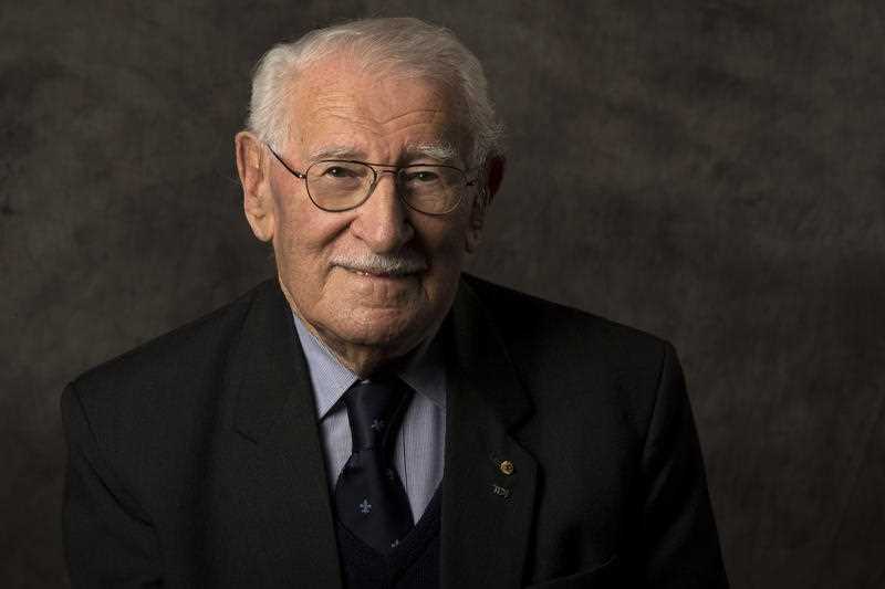 In this undated photo provided by the Sydney Jewish Museum, Holocaust survivor Eddie Jaku poses for a photograph in Sydne