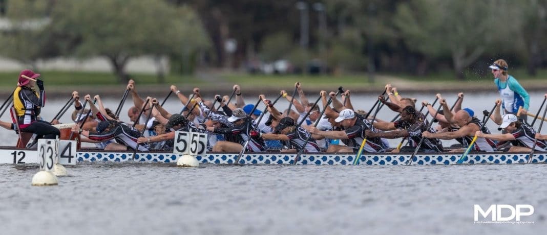 The Canberra Ice Dragons on Lake Burley Griffin. Photo provided.