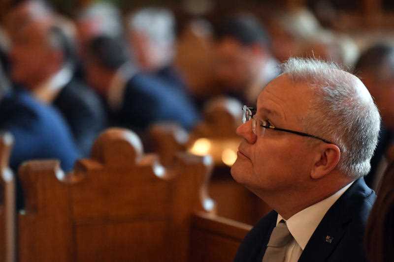 Prime Minister Scott Morrison at an Ecumenical Mass for the start of the parliamentary year at Presbyterian Church of St. Andrew in Canberra, Tuesday, February 4, 2020