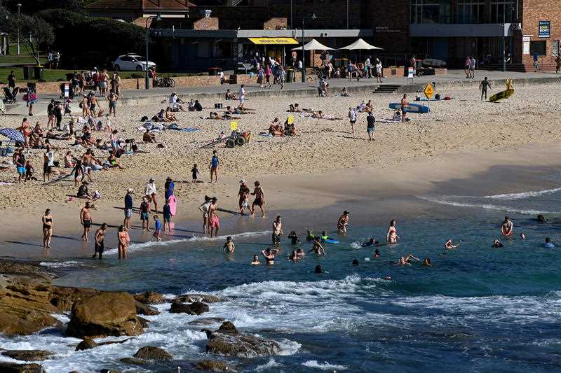 Members of the public exercise at Bronte Beach, in Sydney