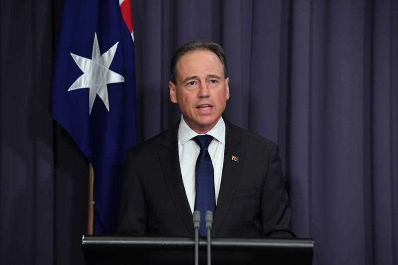Minister for Health Greg Hunt at a press conference at Parliament House in Canberra, Monday, November 29, 2021.