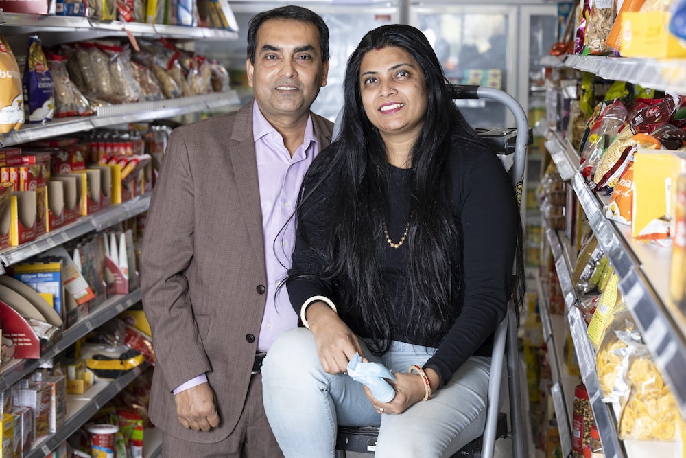 Ajit and Jyotsna Kumar, owners of the Ajijo Grocery and Convenience Store. Photo: Kerrie Brewer.