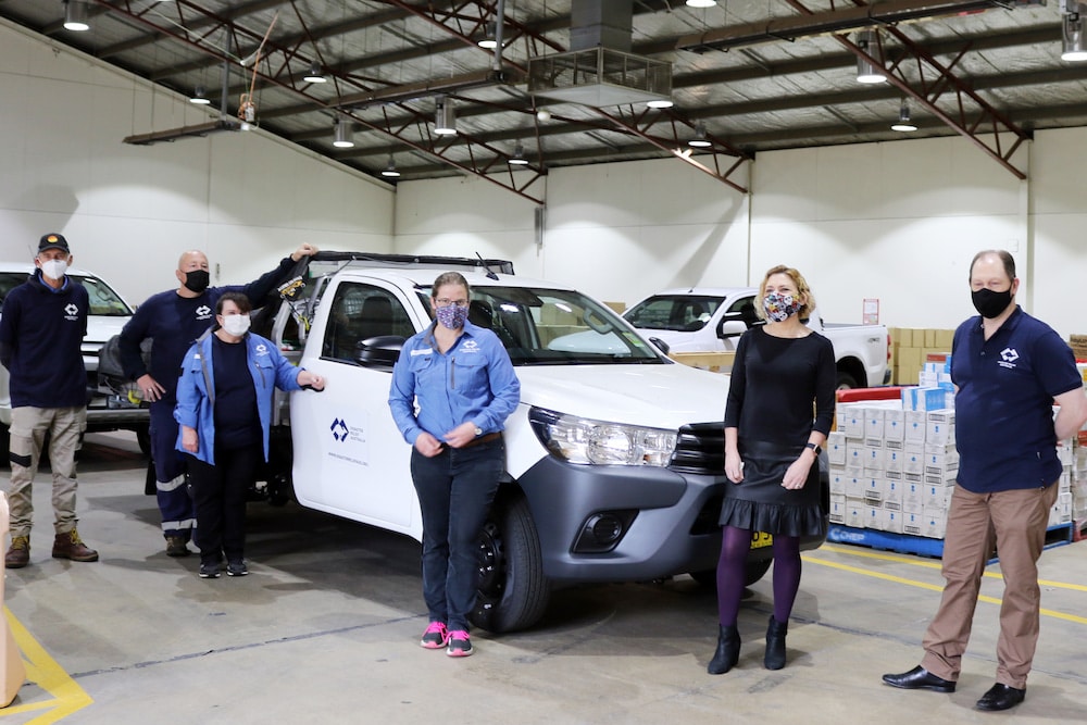 Emma Davidson, ACT Minister responsible for Emergency Relief, with Disaster Recovery Australia volunteers. Photo provided.