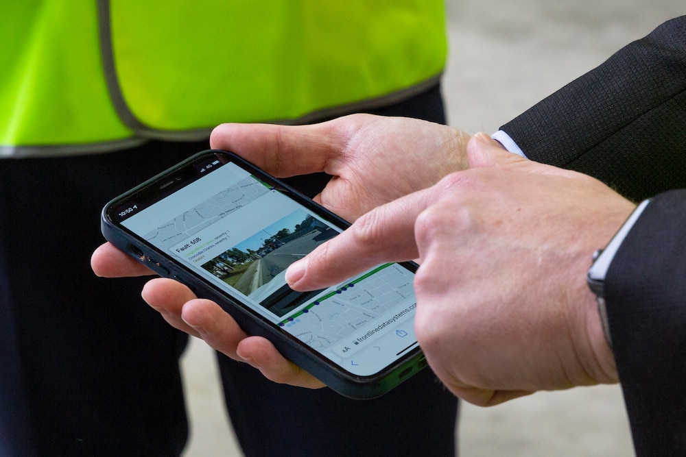 The road app from Frontline Data Systems to trial defect detection technology. Photo: Kerrie Brewer.