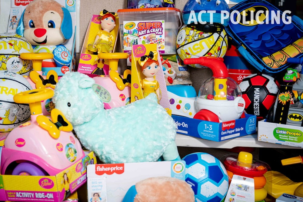 Some of the 800 presents collected by Kids in Care. Photo: ACT Policing