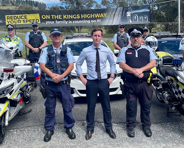 Sgt. Ian McManus, Batemans Bay Highway Patrol; Chris Steel, ACT Minister for Transport; and Detective Inspector Paul Hutcheson, officer in charge ACT Road Policing. Photo provided.