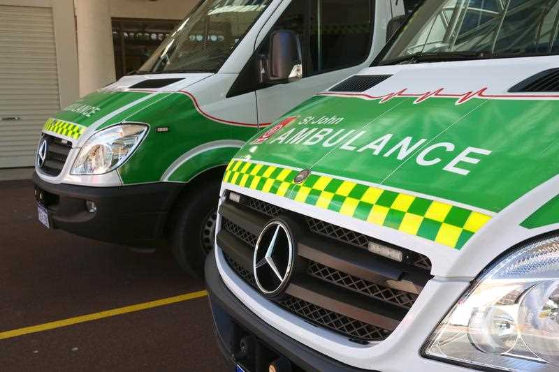 An ambulance in Queen Elizabeth II medical centre QEII hospital in Perth